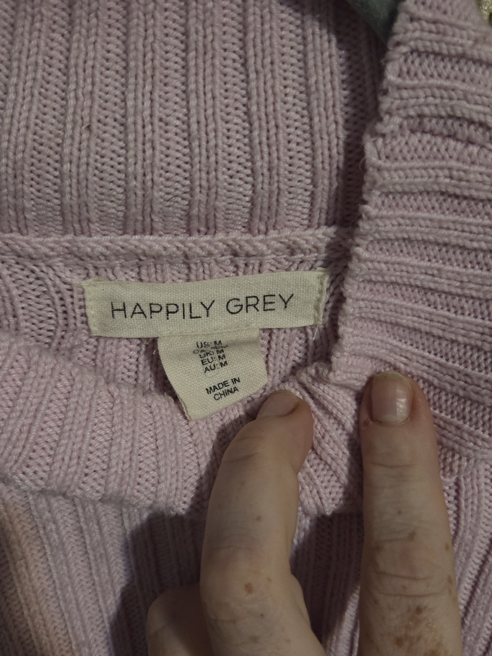 Happily Grey Women's Ribbed Turtleneck Sweater in Light Pink
